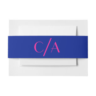 Art Deco Bold Electric Blue Pink Monogram Einladungsbanderole