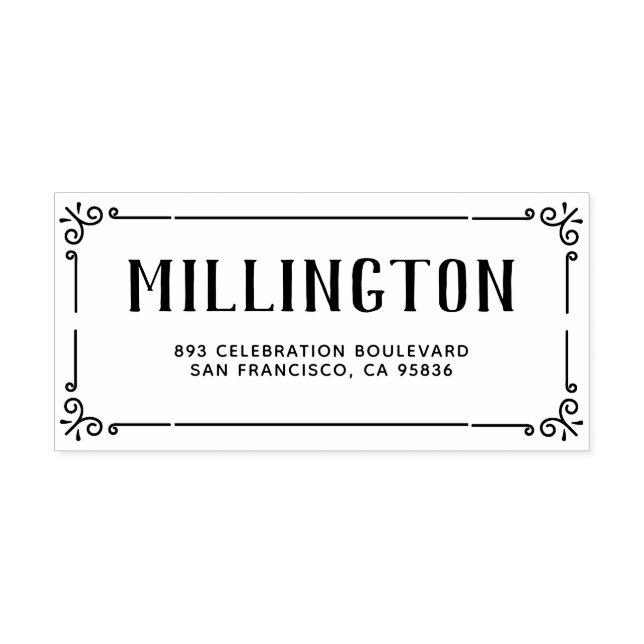 Art Deco Border Familienname & Rücksendeadresse Gummistempel (Prägung)