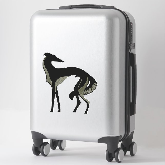 Art Deco Borzoi Die Cut Vinyl Sticker (Koffer)