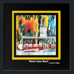 Art Deco Boston Swan Boats Acryl Wandkunst<br><div class="desc">Kreativ entworfene,  farbenfrohe Boston Swan Boats auf schwarzem Hintergrund mit einem Deko-Filter für angewandte Kunst. Von celeste@khoncepts.com</div>
