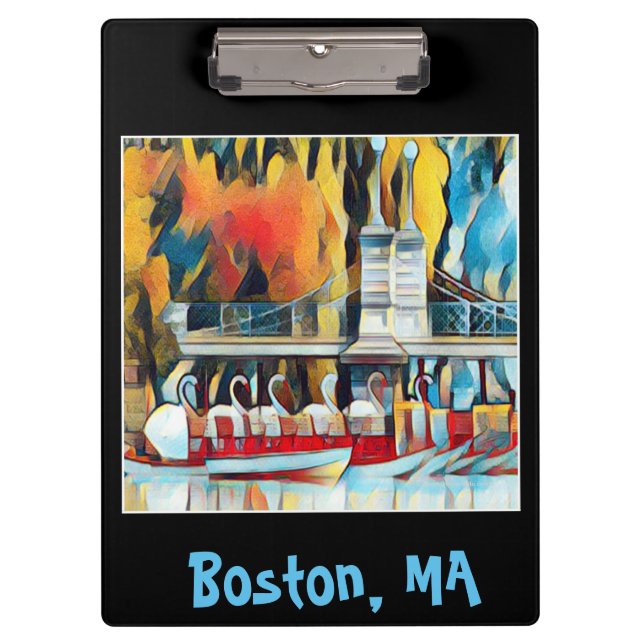 Art Deco Boston Swan Boats Klemmbrett (Vorderseite)