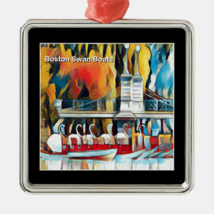 Art Deco Boston Swan Boats Ornament Aus Metall