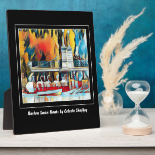 Art Deco Boston Swan Boats Plaque Fotoplatte