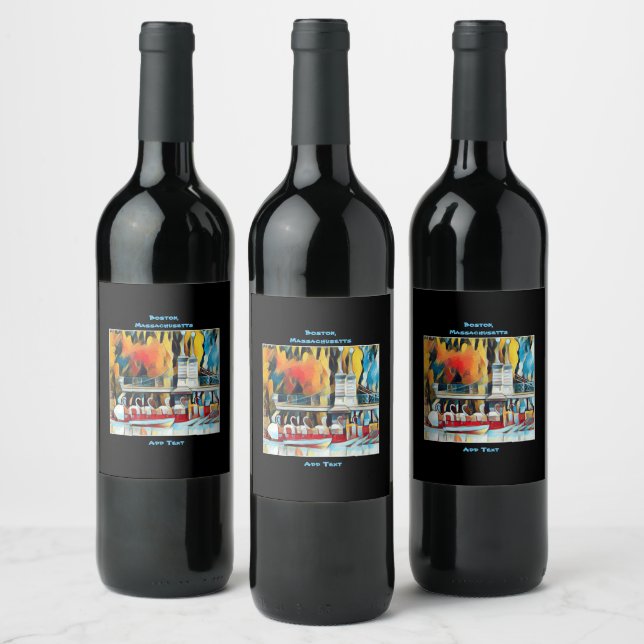 Art Deco Boston Swan Boats Weinetikett (Flaschen)