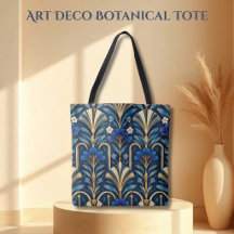 Art Deco Botanisches Muster. Saphirblau