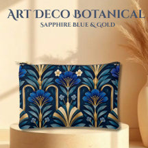 Art Deco Botanisches Muster. Saphirblau