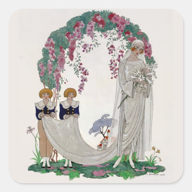 Art Deco Braut Aufkleber (Vorderseite)