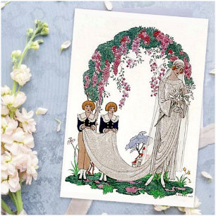 Art Deco Braut Postkarte Magnet