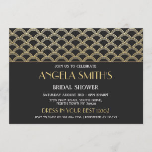 Art-Déco-Brautparty der 20er Jahre Gatsby-Gold-Par Einladung