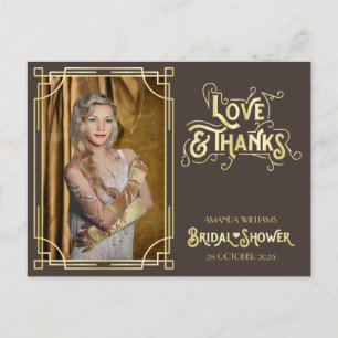 Art Deco Brautparty Gold Schokolade Ihr Foto Postkarte