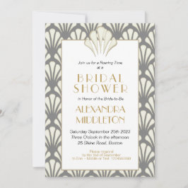 Art Deco Brautparty Grau Gold Vintag Einladung