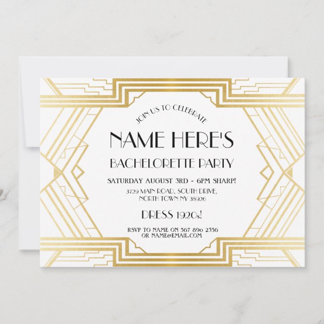 Art-Déco-Brautparty-Junggeselinnen-Abschied der 20 Einladung (Vorderseite)