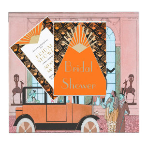Art Deco Brautparty Orange Black Gold Vintag Einladung
