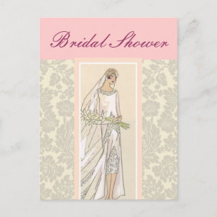 Art Deco Bride Einladungspostkarte