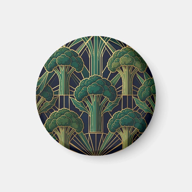 Art Deco Brokkolimuster Magnet (Vorne)