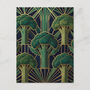 Art Deco Brokkolimuster Postkarte
