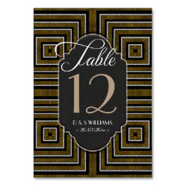 Art Deco Bronze Gold Wedding Tischnummer Cards