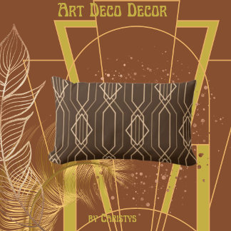 Art Deco Brown & Gold Lendenkissen