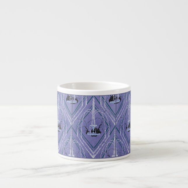 Art-Deco-Brunnen in Blau Espressotasse (Vorderseite)