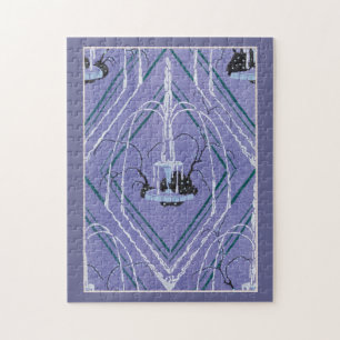 Art-Deco-Brunnen in Blau Puzzle