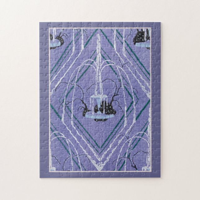 Art-Deco-Brunnen in Blau Puzzle (Vertikal)