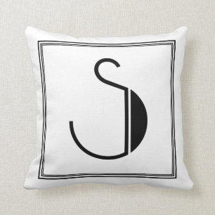Art Deco Buchstabe S monogrammiertes Kissen