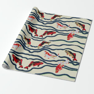 Art Deco Bunte Karpfen Schwimmen Marine Dekor Geschenkpapier