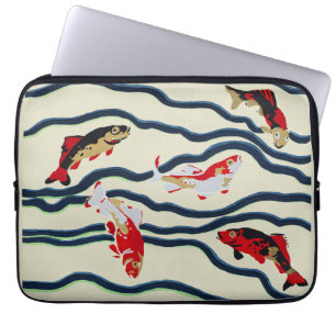 Art Deco Bunte Karpfen Schwimmen Marine Dekor Laptopschutzhülle