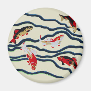 Art Deco Bunte Karpfen Schwimmen Marine Dekor Magnet