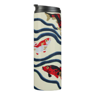 Art Deco Bunte Karpfen Schwimmen Marine Dekor Thermosbecher