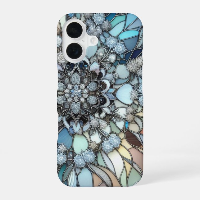 Art Deco Buntglasmosaik iPhone 16 Hülle (Rückseite)