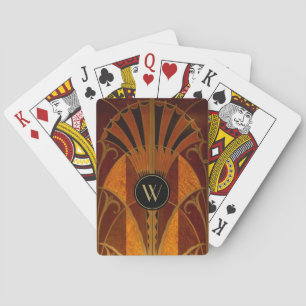 Art Deco Burgund und Gold Monogramm  Spielkarten