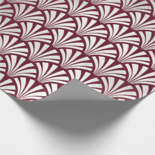 Art Deco Burgundy Silver Gray Scales Seashells Geschenkpapier
