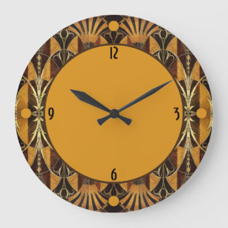 Art Deco Burl Wood Große Wanduhr