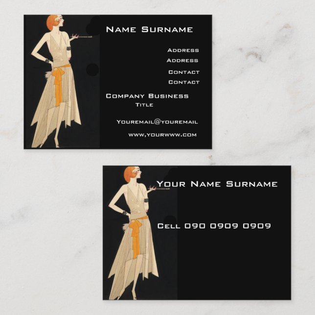 Art Deco Business Card Visitenkarte (Vorne/Hinten)