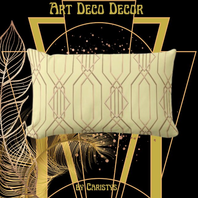 Art Deco Buttercreme & Gold Lumbar Kissen (Von Creator hochgeladen)