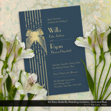 Art Deco Butterfly Blue und Gold Wedding