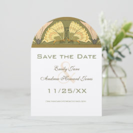 Art Deco Butterfly Calla Lily Wedding Einladung