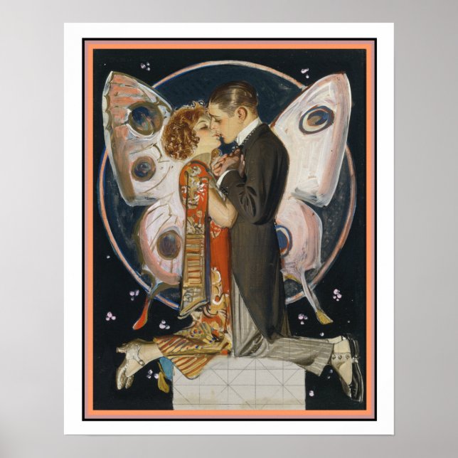 Art Deco Butterfly Couple 16 x 20 Print Poster (Vorne)