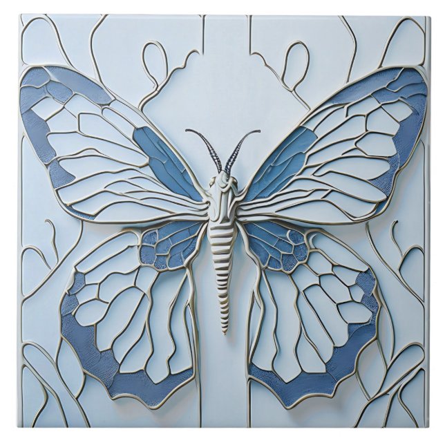 Art Deco Butterfly Jugendstil Keramik Tile Fliese (Vorderseite)