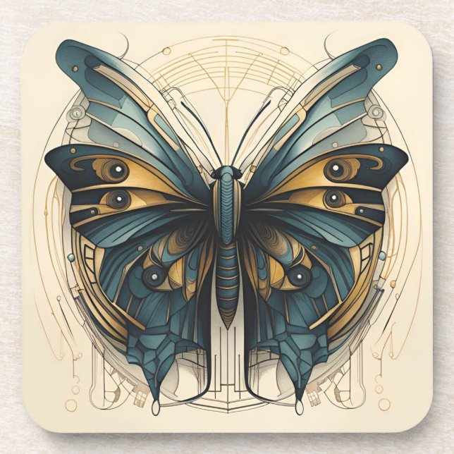 Art Deco Butterfly Untersetzer Set (Vorderseite)