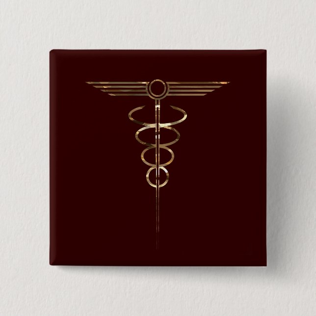 Art Deco Caduceus Button (Vorderseite)