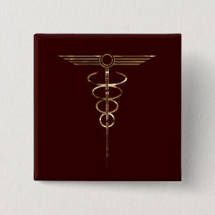 Art Deco Caduceus Button