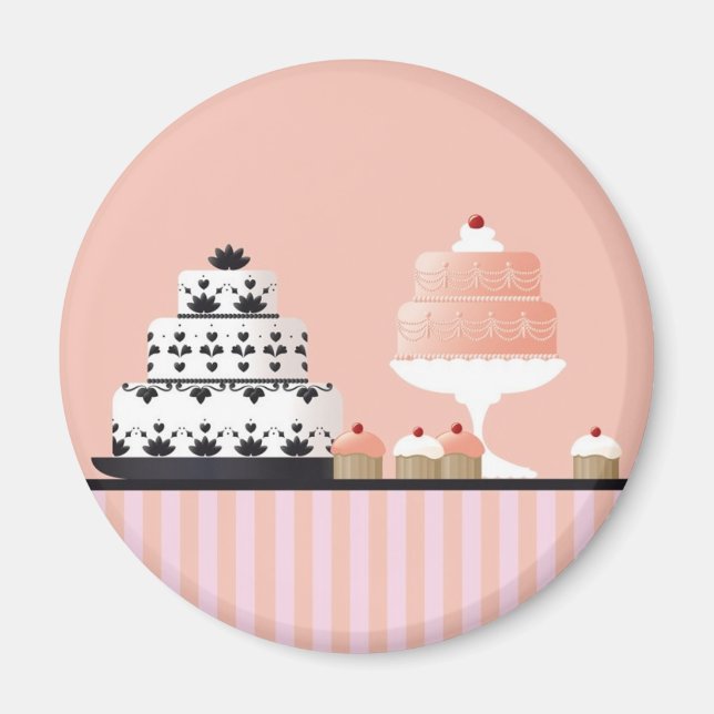 Art Deco Cakes auf einem Streifen Tablett Magnet (Vorne)