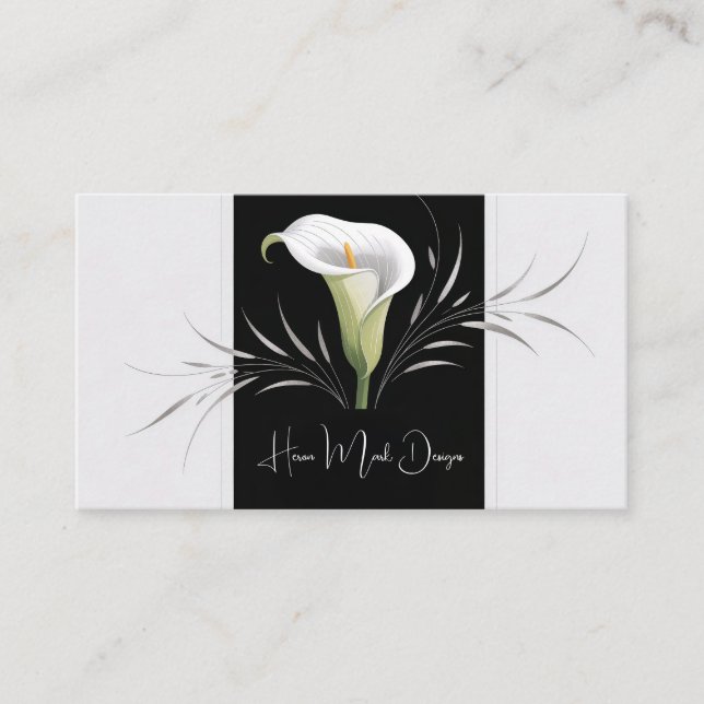 Art Deco Calla Lily Silver Blüh Visitenkarte (Vorderseite)