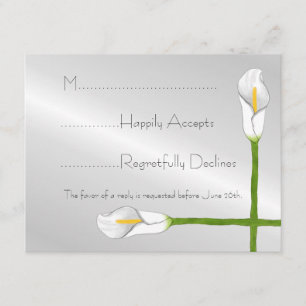 Art Deco Calla Lily Wedding RSVP Card Karte