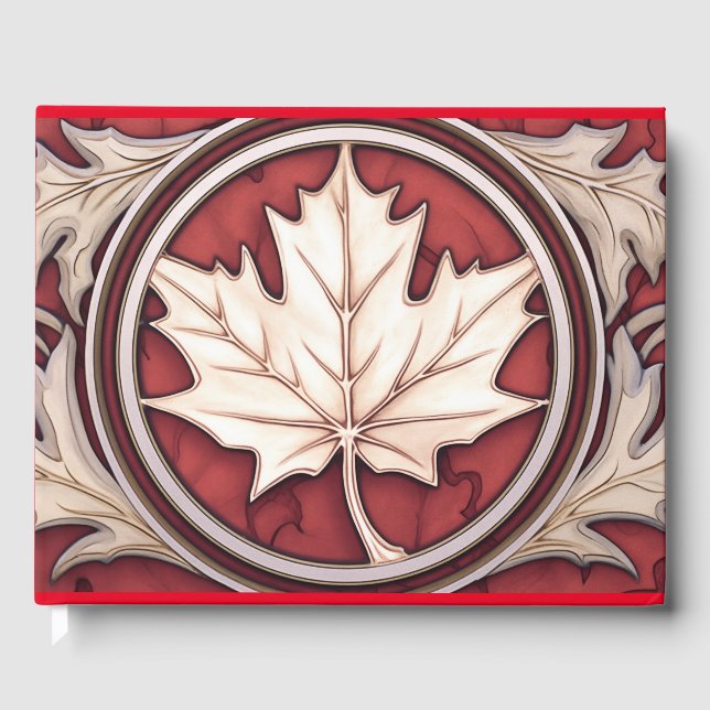 Art Deco Canadian Art Maple Leaf Gästebuch (Vorderseite)