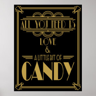 Art Deco "Candy Bar" Gatsby Style Black & Gold Poster