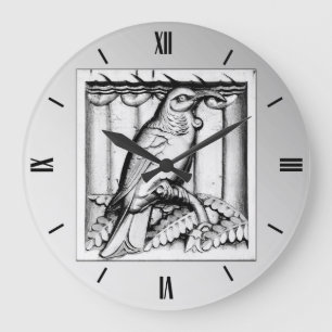 Art Deco carved stone falcon - silver Große Wanduhr