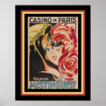 Art Deco Casino de Paris Cabaret Poster<br><div class="desc">Farbenfrohe Art-Déco-Werbung für das aufregende Casino de Paris Cabaret und seinen berühmten Tänzer Mistinguett. 11x14 hier gezeigt. Erhältlich auch als Standard 16x20. Auch kundenspezifische Größen sind verfügbar.</div>